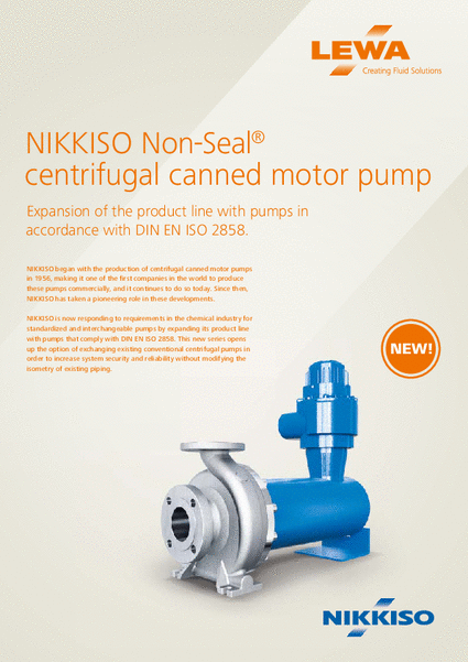 NIKKISO Non-Seal centrifugal canned motor pump DIN ISO 2858 (EN)